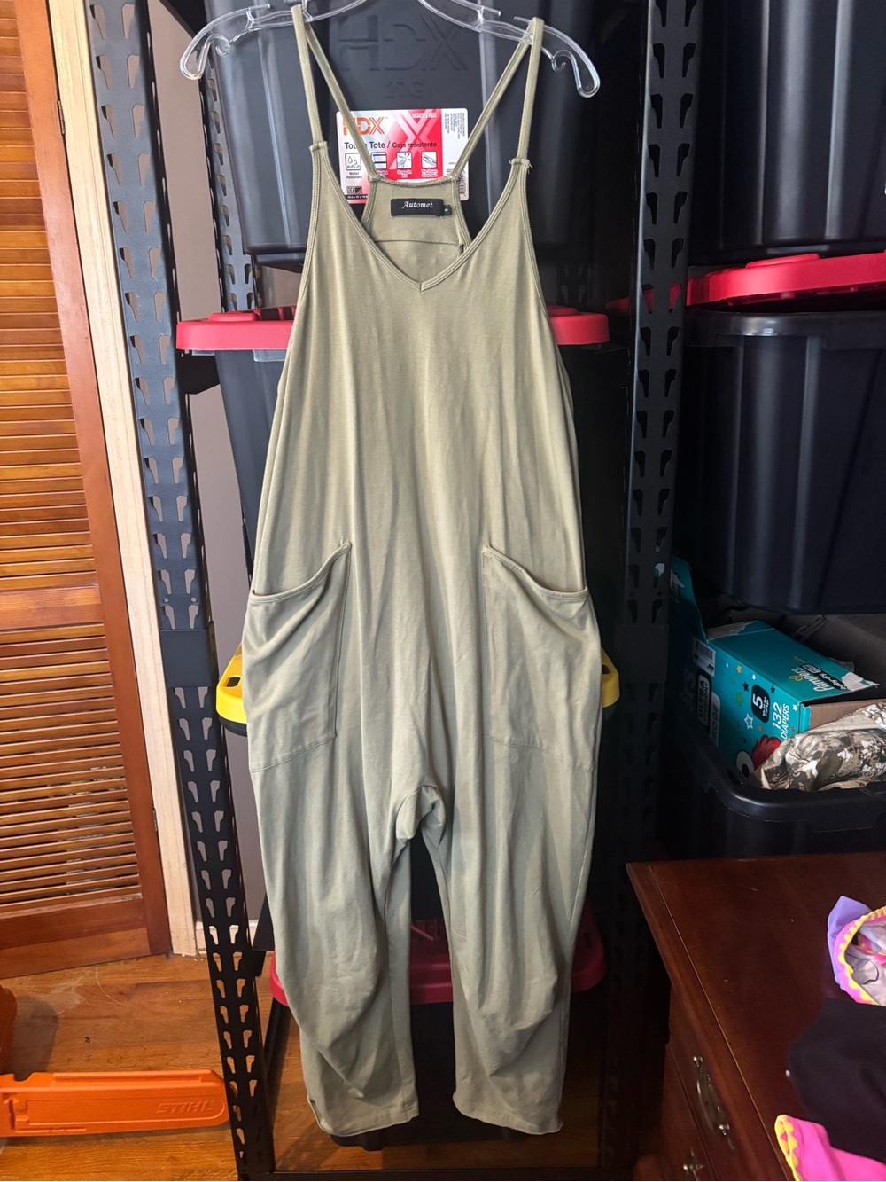 Olive Green Lightweight Jumpsuit with Pockets